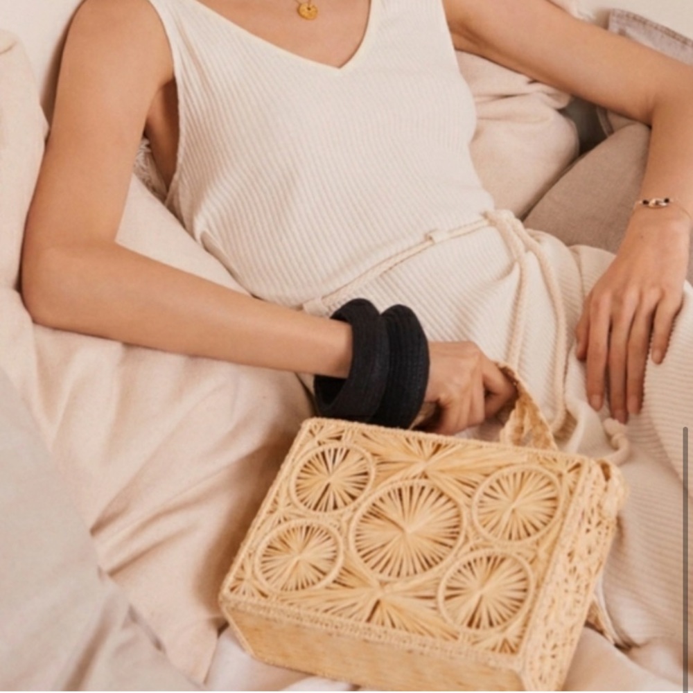 🥭 MANGO 🌾 Coffer Bag Braided Roffier CROSSBODY Bag NWT